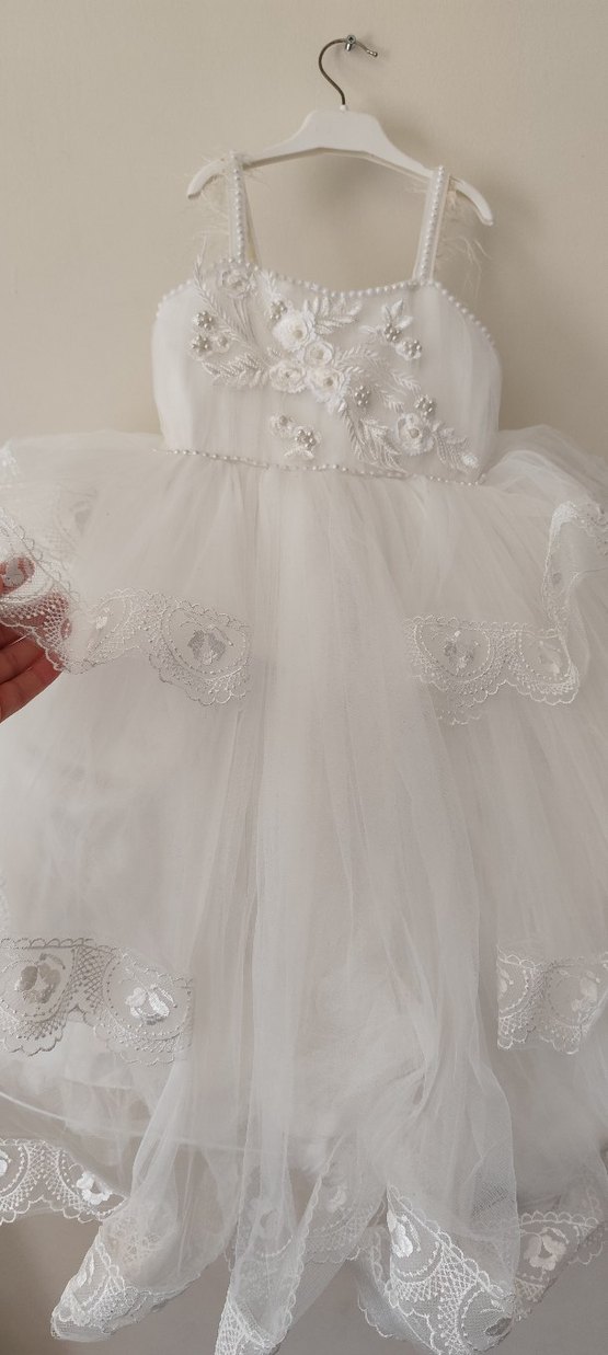 Uzun Beyaz kız çocuk gelinlik - Görsel 2