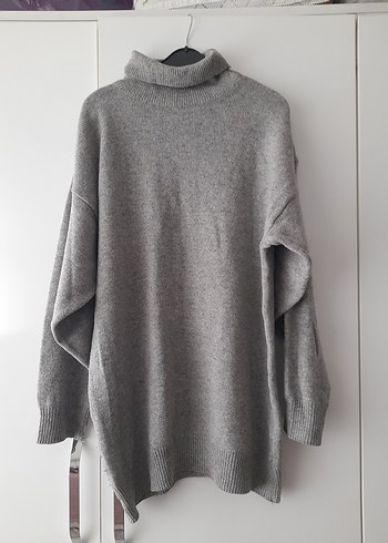 Gri Örgü Boğazlı Kadın Kazak - Görsel 2