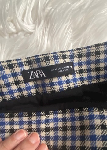 Mavi Ekoseli Pilili Mini Etek - Görsel 2