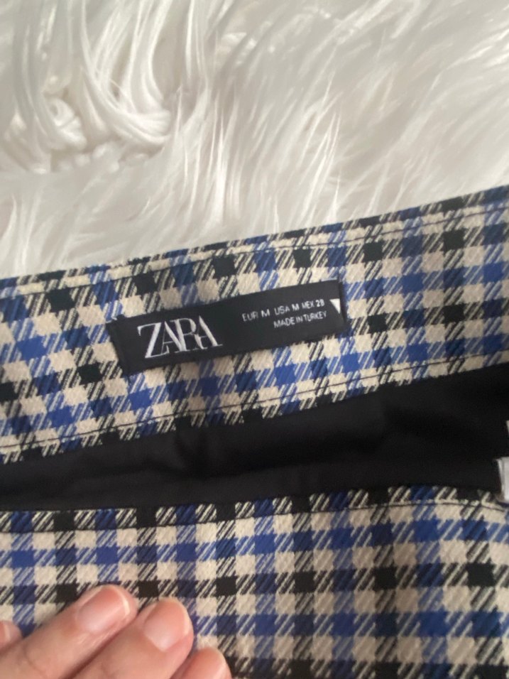 Mavi Ekoseli Pilili Mini Etek - Görsel 2