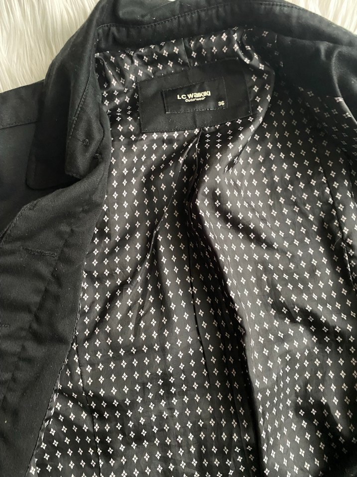 Düğmeli Siyah Midi Trenchcoat - Görsel 3