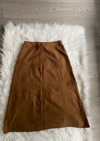 Kahverengi Süet Uzun Etek - Görsel 3