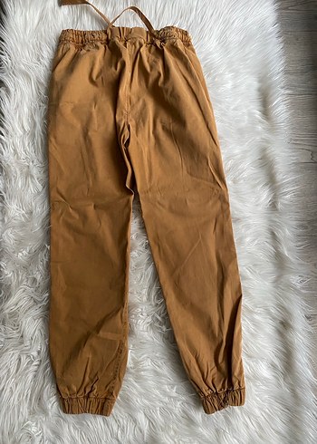 Bej Kadın Kemerli Rahat Kesim Pantolon - Görsel 3