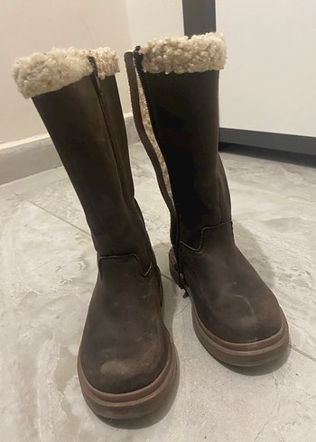 Kız Çocuk Kahverengi Süet Kürklü Bot - Görsel 7