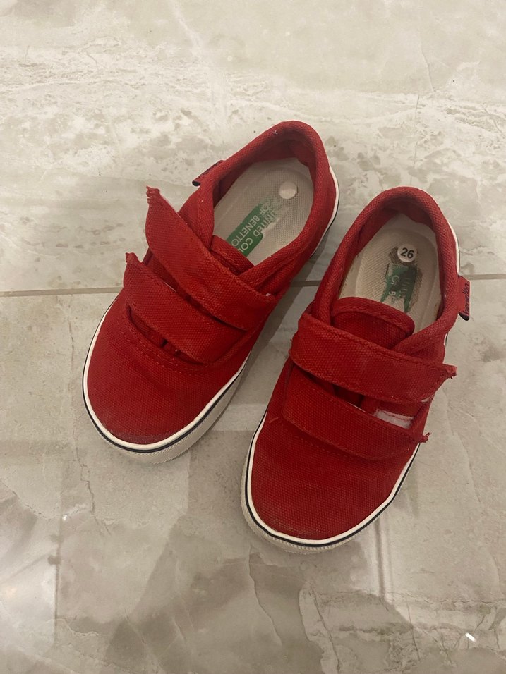 Kız Çocuk Kırmızı Cırt Cırtlı Spor Ayakkabı - Görsel 4