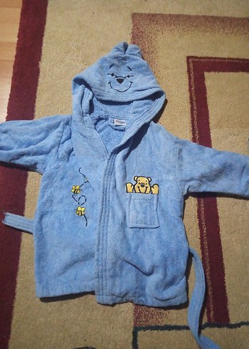 Kapüşonlu Mavi Erkek Çocuk Bornozu - Görsel 2