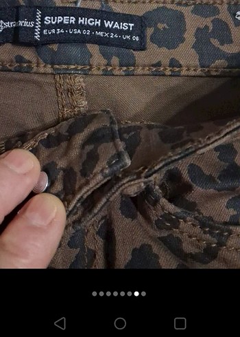 Kahverengi leopar desenli kadın pantolon - Görsel 5