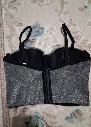 Gri simli Straplez Mini Bustiyer - Görsel 2