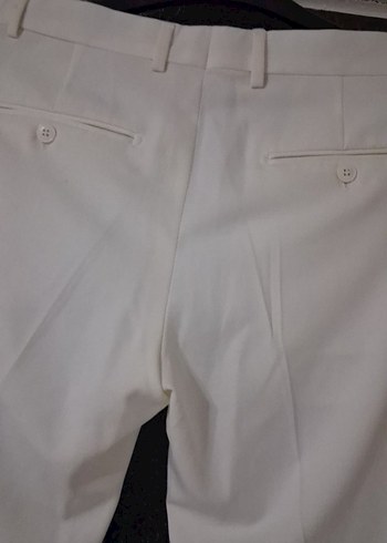 düğmeli beyaz erkek kumaş pantolon - Görsel 3