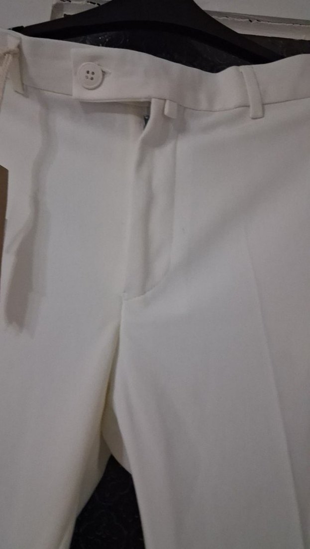 düğmeli beyaz erkek kumaş pantolon - Görsel 2