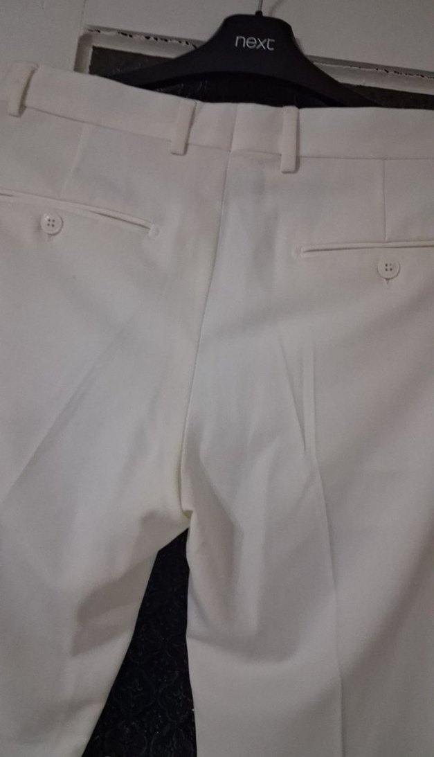 düğmeli beyaz erkek kumaş pantolon - Görsel 3