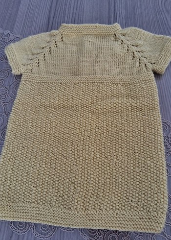 kız çocuk sarı kısa kollu örgü yeleği - Görsel 4