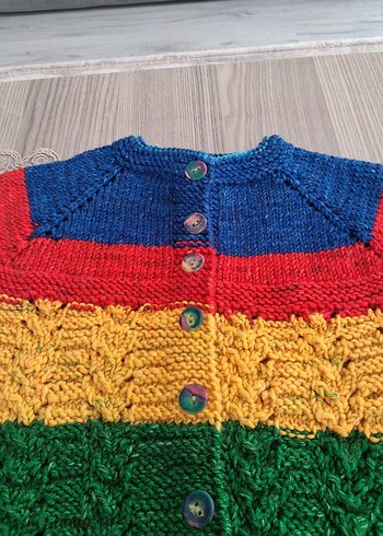 renkli örme kız çocuk kolsuz yelek - Görsel 2