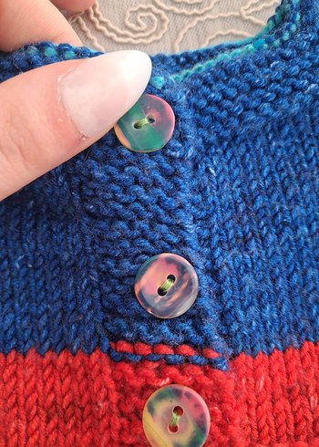 renkli örme kız çocuk kolsuz yelek - Görsel 4