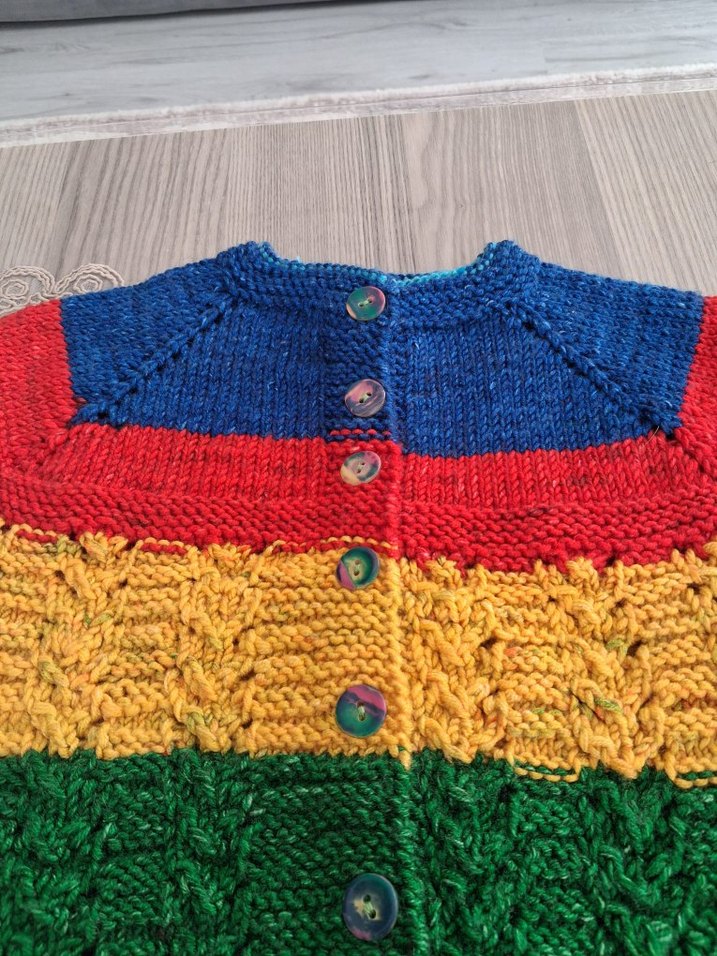 renkli örme kız çocuk kolsuz yelek - Görsel 2