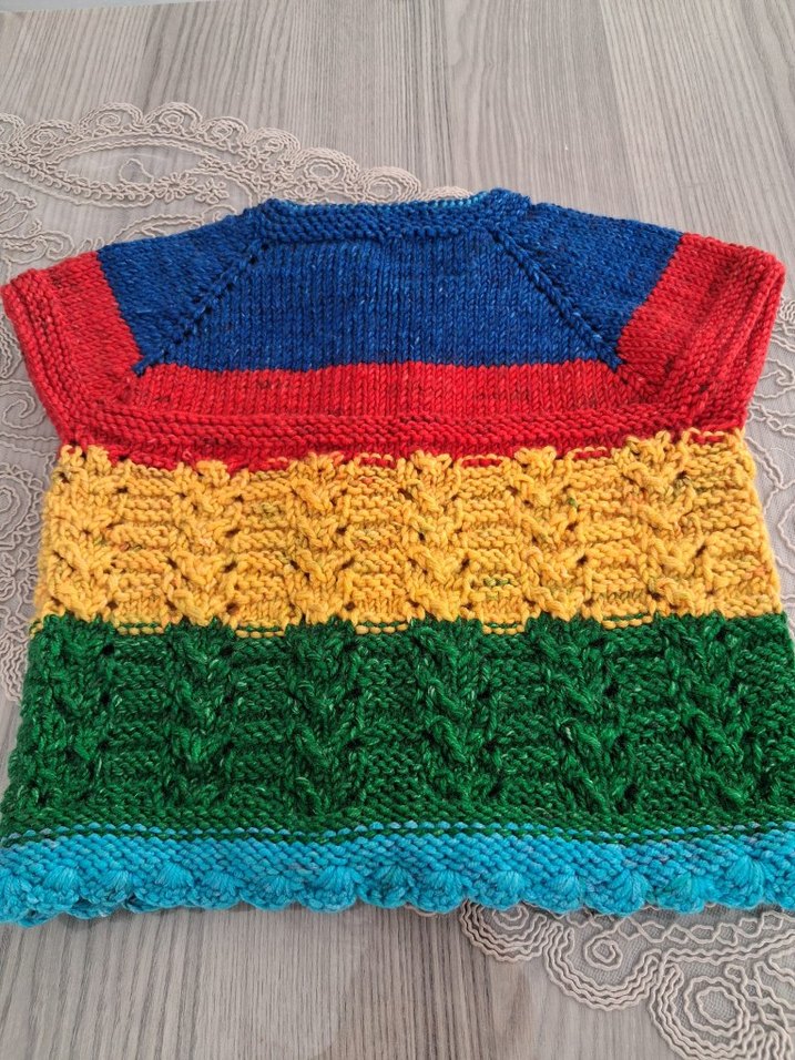 renkli örme kız çocuk kolsuz yelek - Görsel 3