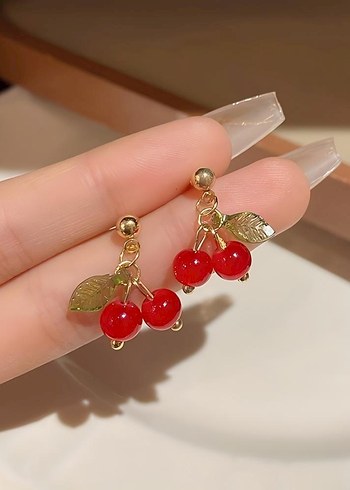 Kiraz Boncuklu Küpe - Görsel 3