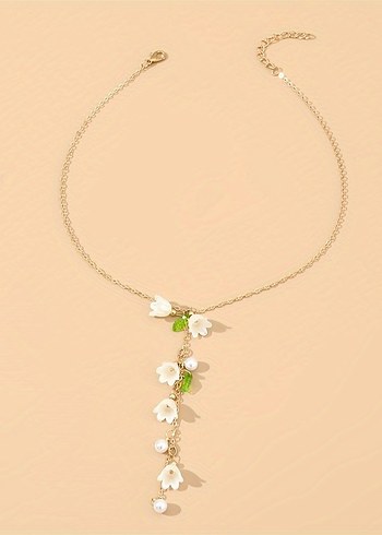 Beyaz çiçekli kolye - Görsel 2