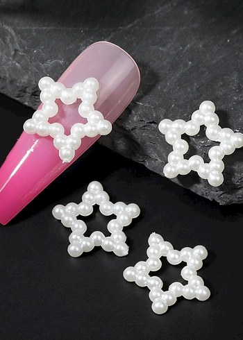 3D İnci yıldız tırnak süsleri - Görsel 3