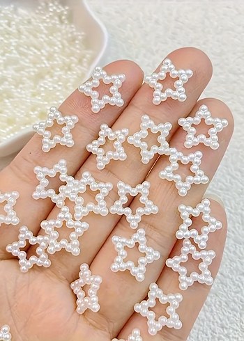 3D İnci yıldız tırnak süsleri - Görsel 4