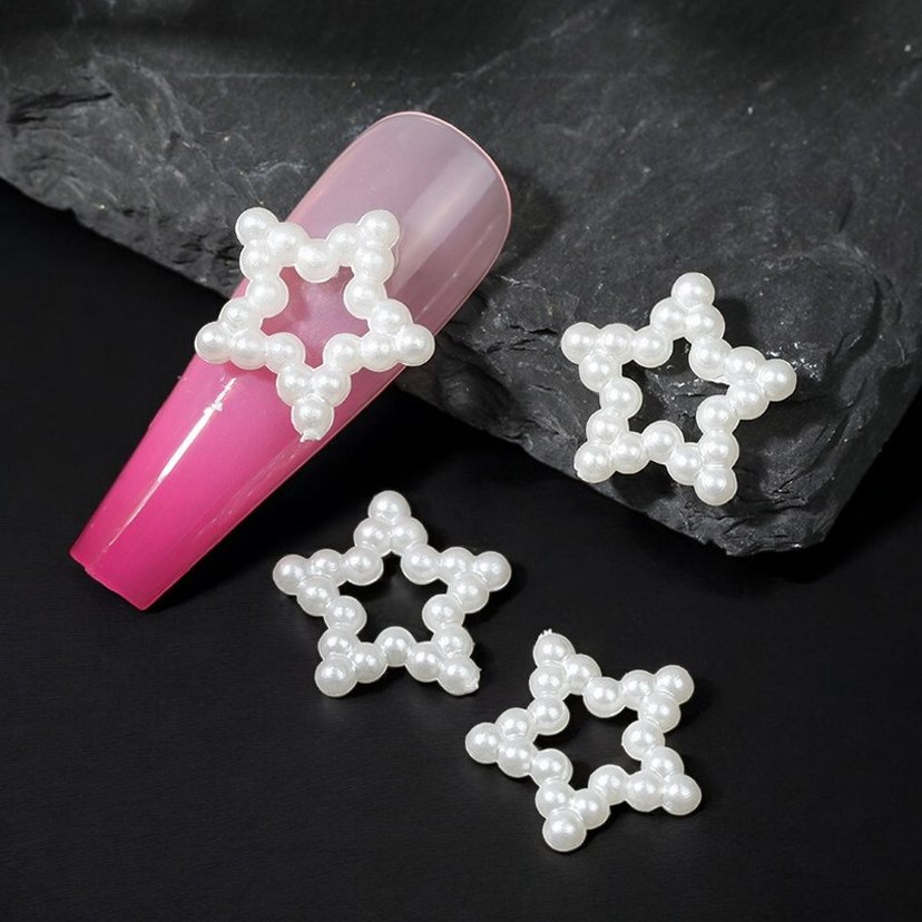 3D İnci yıldız tırnak süsleri - Görsel 3