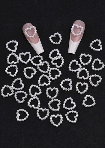 3D İnci kalp tırnak süsleri - Görsel 3