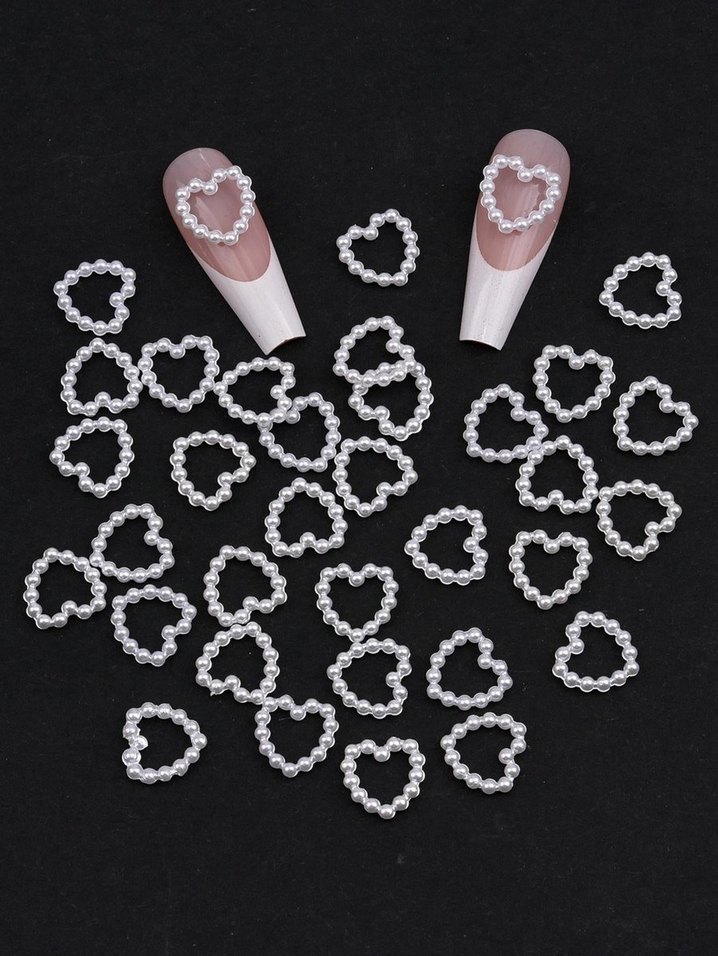 3D İnci kalp tırnak süsleri - Görsel 3