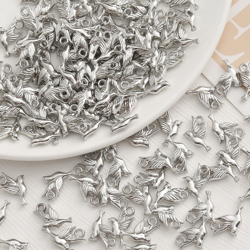 Gümüş kuş figürlü takı ucu charm - Görsel 2