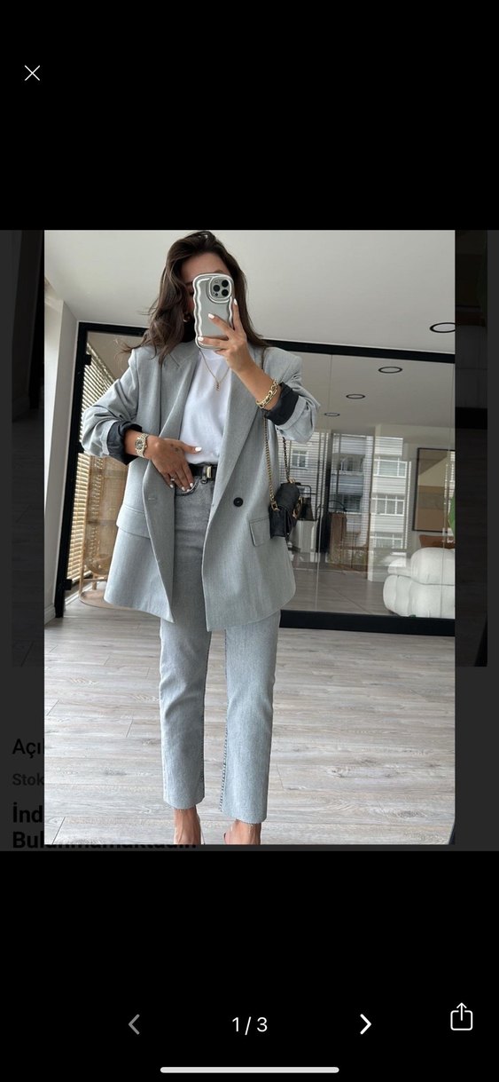 Gri Düğmeli Normal Boy Kadın Jean - Görsel 3