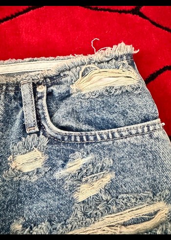 Kadın Mavi Yırtıklı Bol Kesim Pantolon - Görsel 4