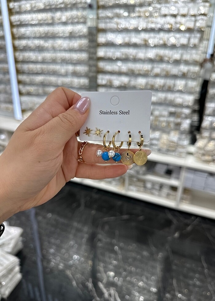 6 lı set Çelik küpe - Görsel 2