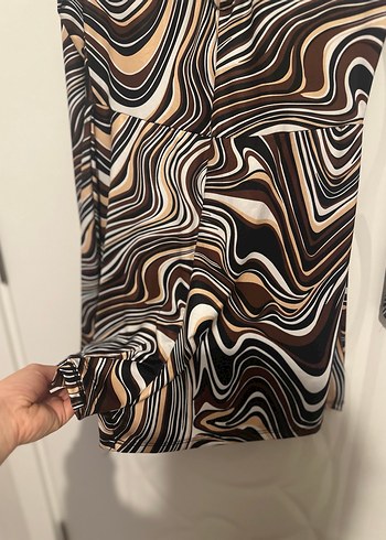 Uzun Kollu Kahverengi Mini Tulum - Görsel 3