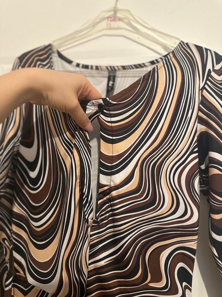 Uzun Kollu Kahverengi Mini Tulum - Görsel 2