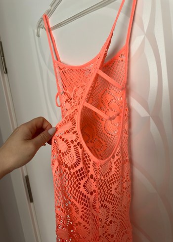 Dantel Detaylı Pembe Bohem Mini Elbise - Görsel 3