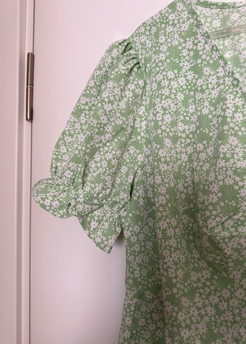 V Yaka Yeşil Midi Bohem Elbise - Görsel 3