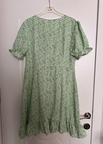 V Yaka Yeşil Midi Bohem Elbise - Görsel 4