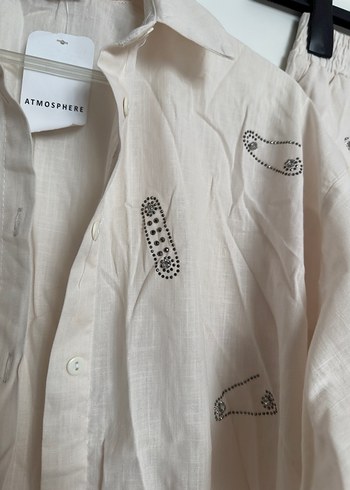 Keten şortlu gömlek takım - Görsel 5