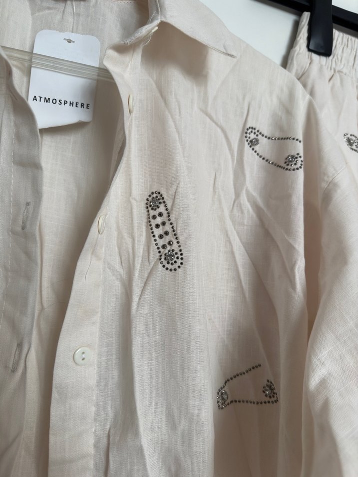 Keten şortlu gömlek takım - Görsel 5