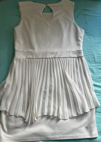 Beyaz Pilili Mini Kadın Abiye Elbise - Görsel 2