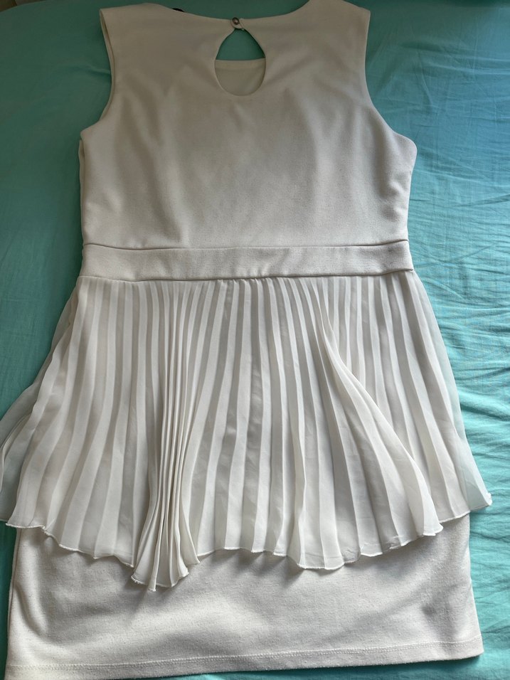 Beyaz Pilili Mini Kadın Abiye Elbise - Görsel 2