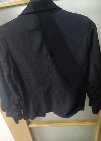 Düğmeli Siyah Kadın Mini Blazer - Görsel 3