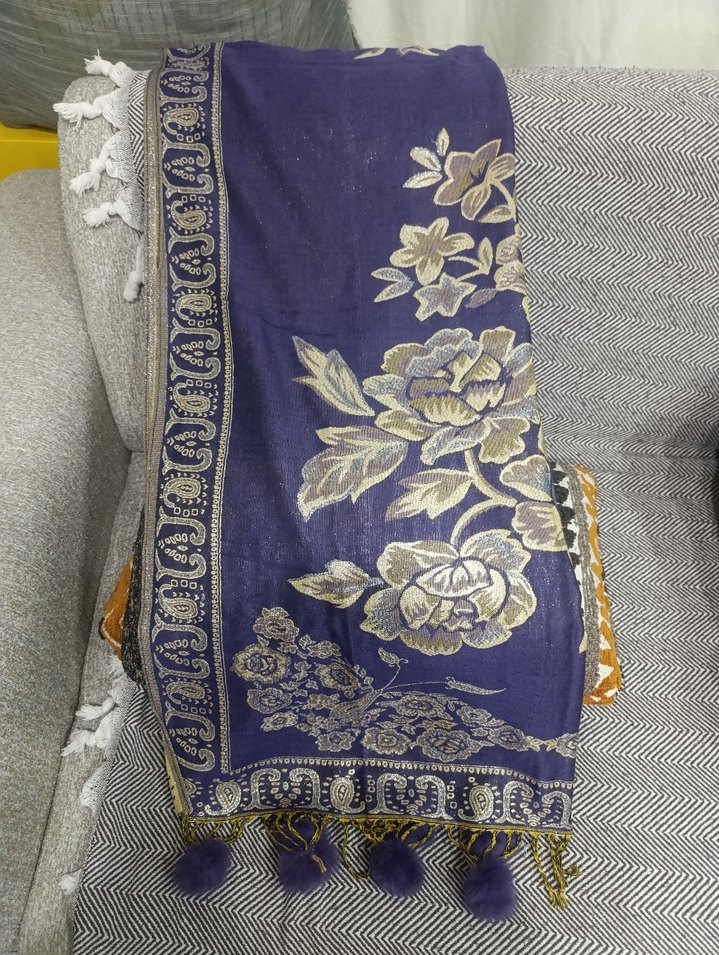 Püsküllü Bohem Çok Renkli Kadın Şal - Görsel 2