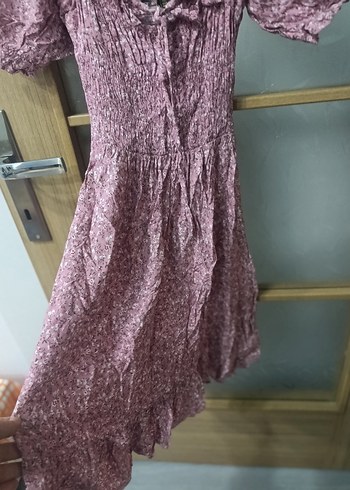 Pembe Bağcıklı Bohem Midi Elbise - Görsel 2