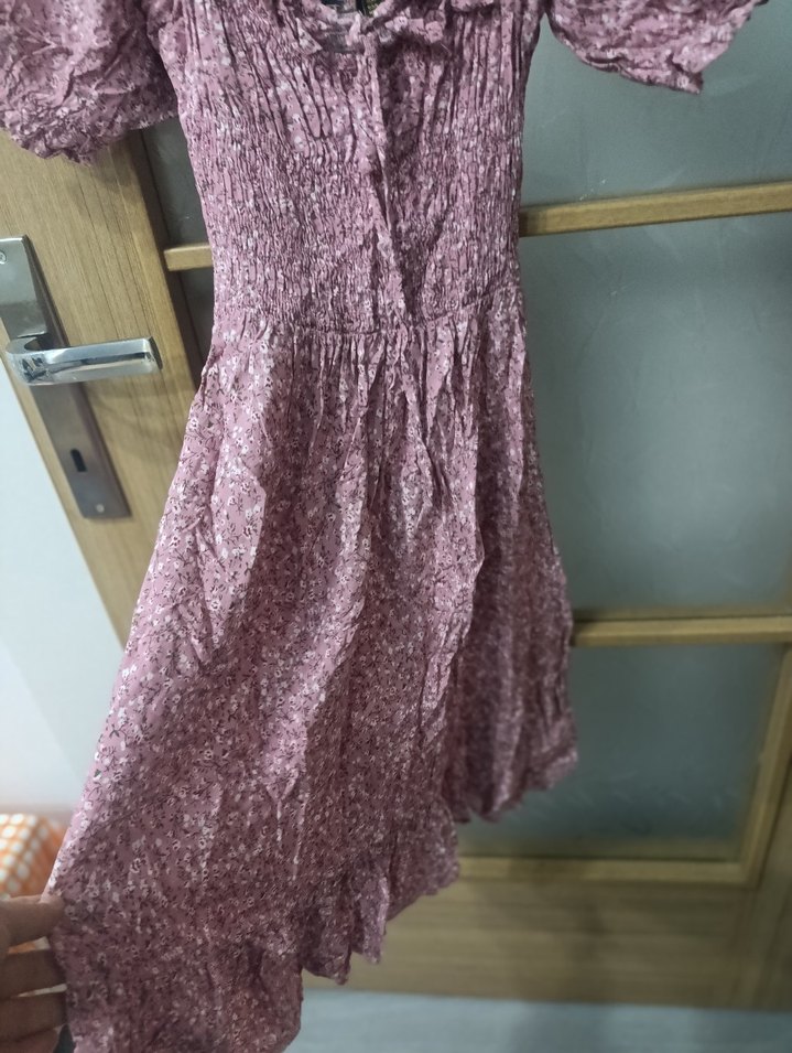 Pembe Bağcıklı Bohem Midi Elbise - Görsel 2