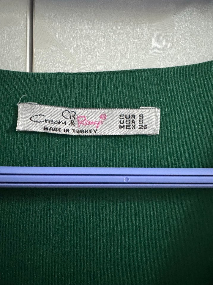 Uzun Kollu V Yaka Fırfırlı Yeşil Elbise - Görsel 5