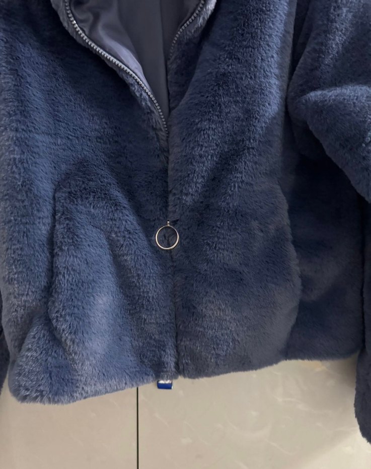 Mavi kürk mont - Görsel 2