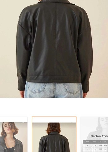 Düğmeli Siyah Deri Mini Ceket - Görsel 2