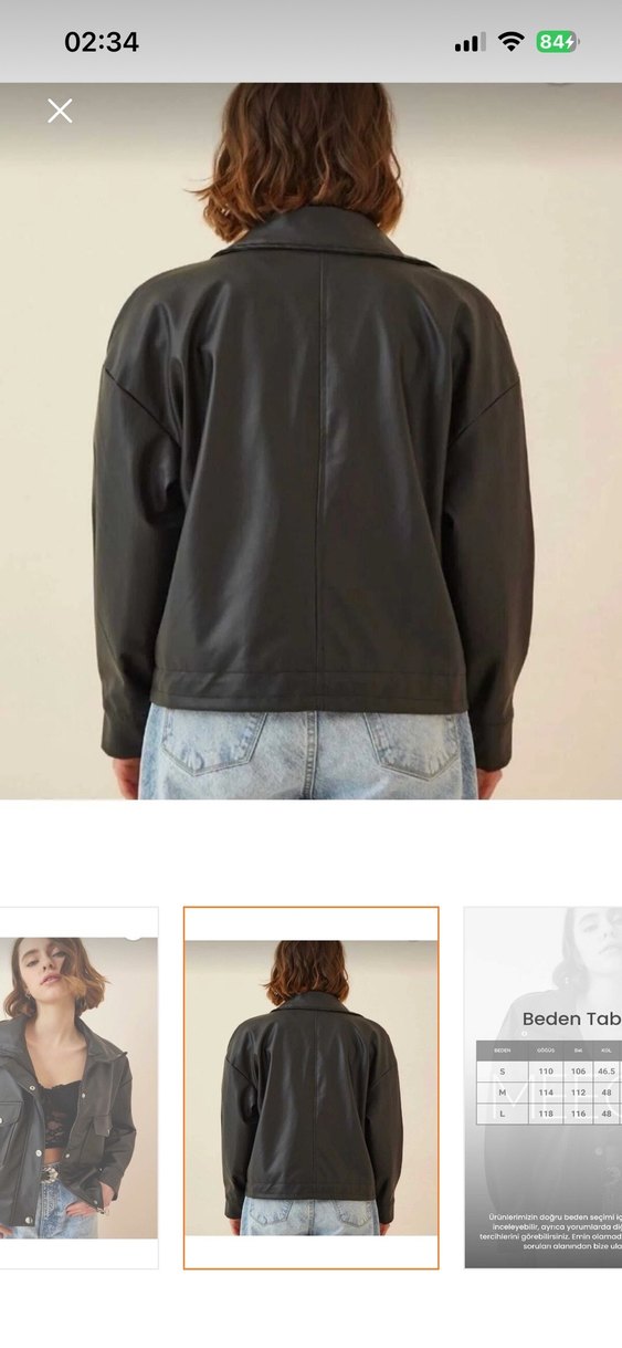 Düğmeli Siyah Deri Mini Ceket - Görsel 2