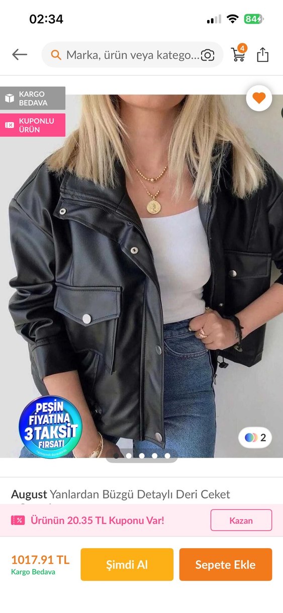 Düğmeli Siyah Deri Mini Ceket - Görsel 3