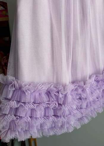 Kız Çocuk Pastel Mor Fırfırlı Kolsuz Elbise - Görsel 5